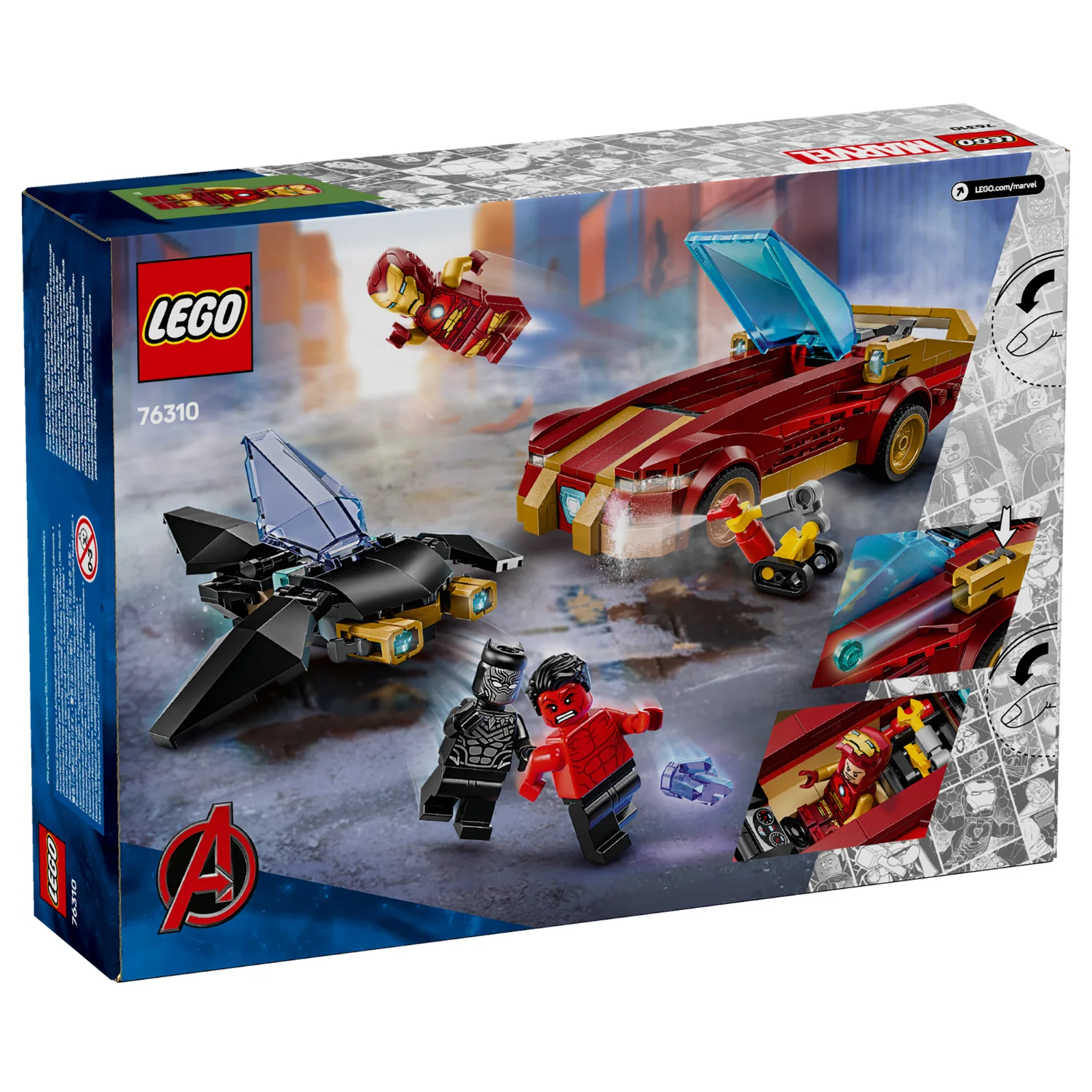 LEGO® Marvel Iron Man Car & Black Panther vs. Red Hulk