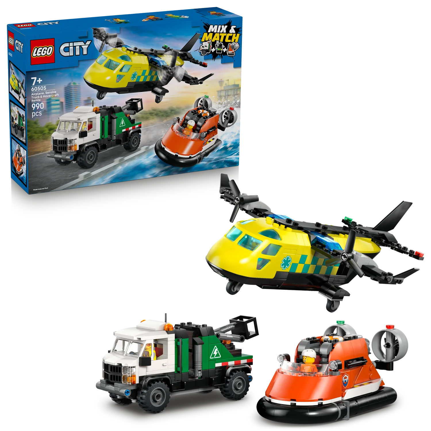 LEGO® City Airplane, Service Truck & Hovercraft Remix