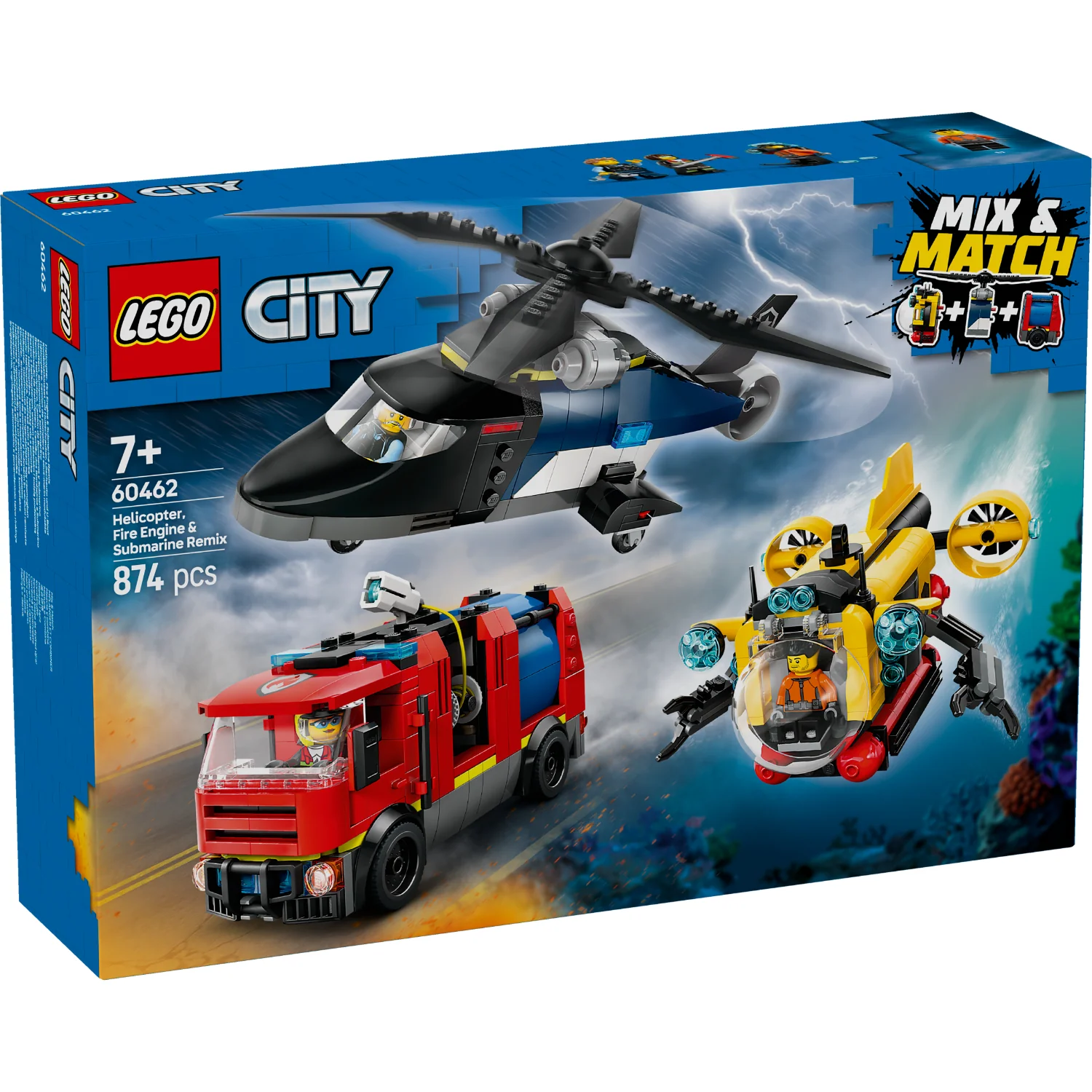 LEGO® City Helicopter, Fire Truck & Submarine Remix