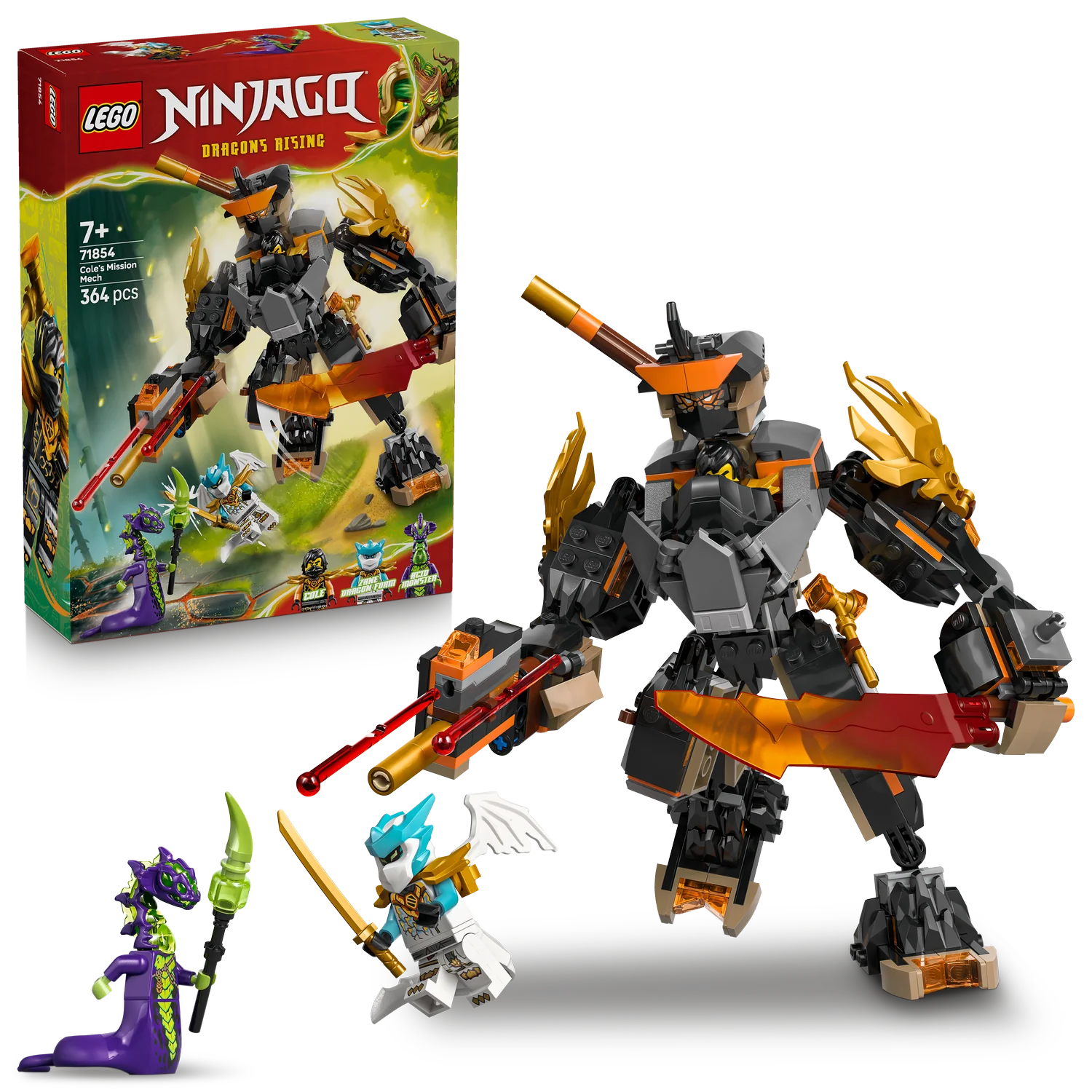 LEGO® NINJAGO® Cole’s Mission Mech & Dragon Zane